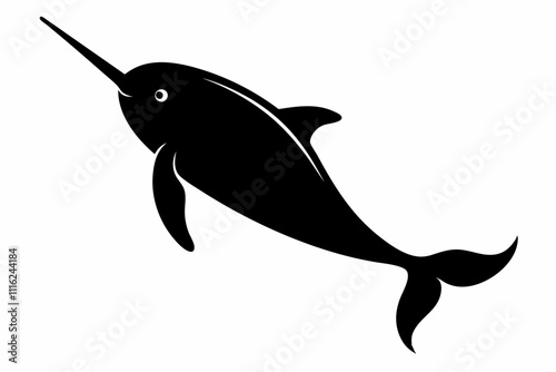 Narwhal Vector Black Silhouette Cricut Design for T-Shirt,narwhal silhouette vector art illustration,Narwhal Silhouette Vector Illustration – Perfect for T-Shirts, Hoodies & Print Designs. photo