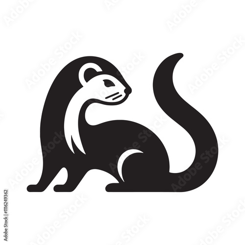 Captivating ermine silhouette for digital media designs - Ermine black vector
