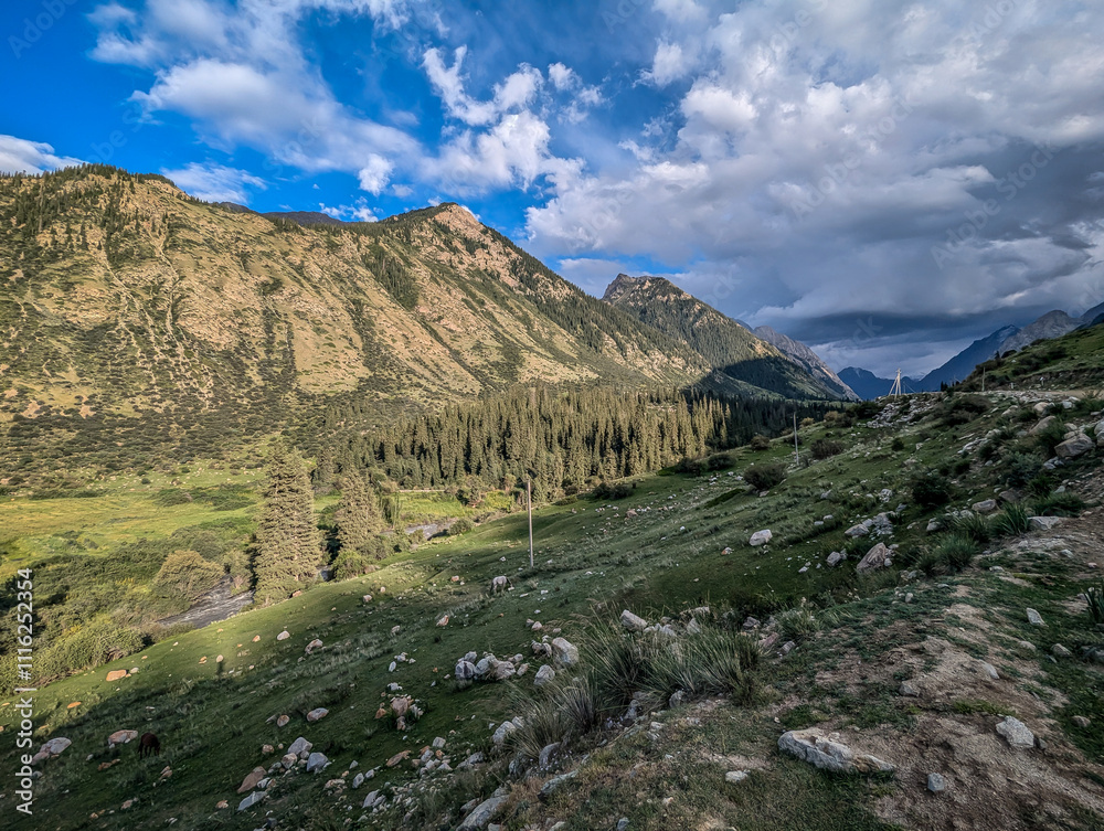 Naklejka premium Beautiful gorge views around issyk kul lake region and bishkek in central asia