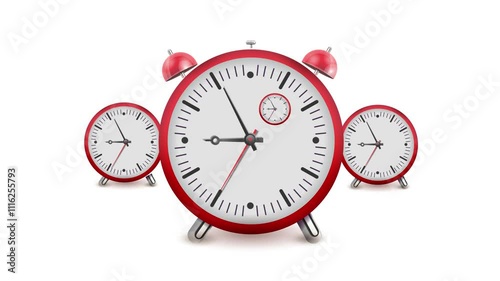 Red alarm clock isolated animation
