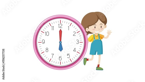 child holding girl clock animation