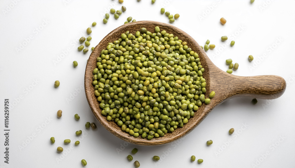 A Fresh Mung beans on a white background A Fresh Mung beans on a white background