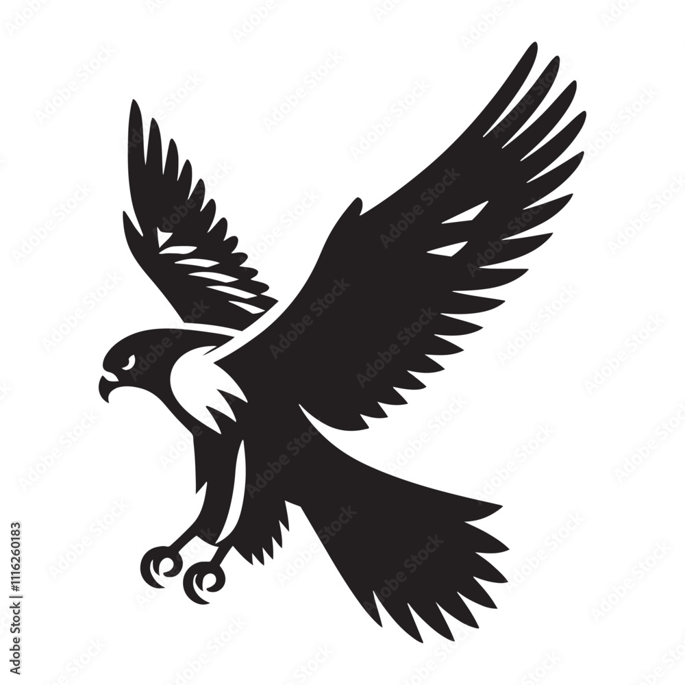 Obraz premium Stylish falcon silhouette for versatile media applications - Falcon illustration - minimallest falcon vector 