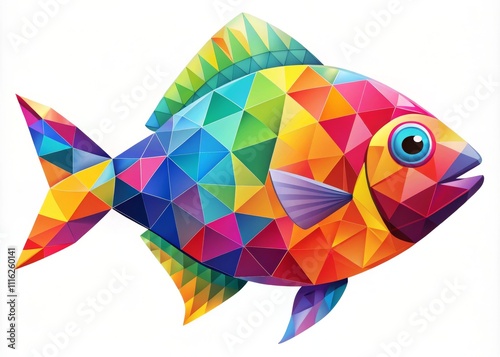 Colorful Geometric Fish Design with Vibrant Multicolored Triangular Patterns photo