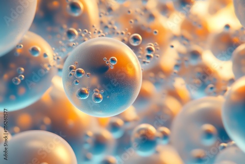 Close-Up View of Colorful Microbubbles with Reflected Light Creating a Dreamy Atmosphere and Intriguing Patterns in a Soft Focus Background photo