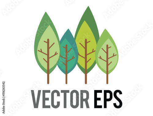 Green cartoon fairytale forest trees icon