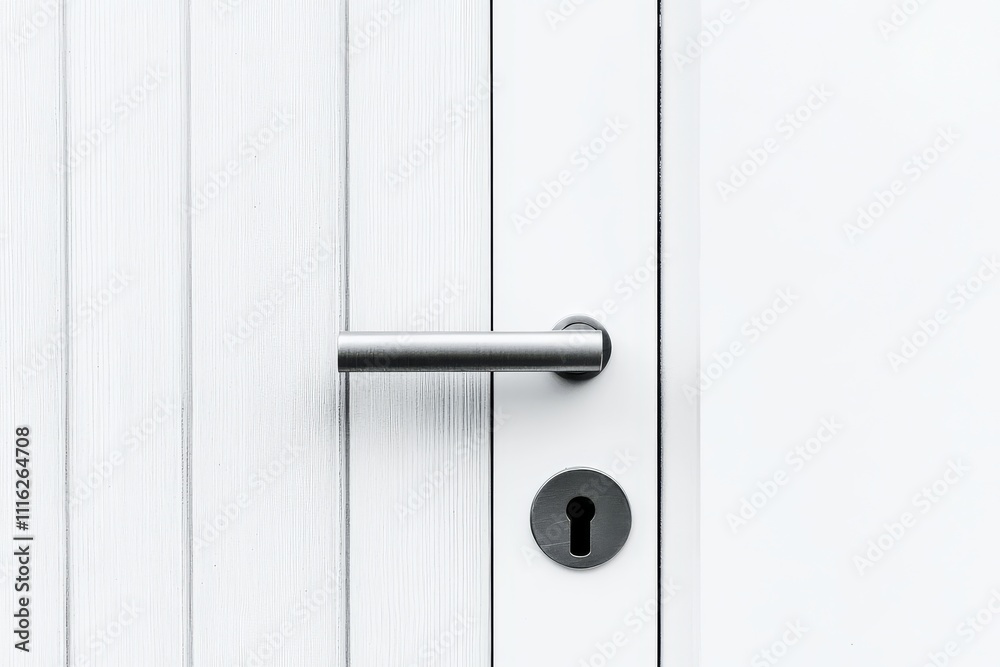 Elegant door hardware accentuating a clean white surface. Elegant door hardware accentuating a clean white surface.