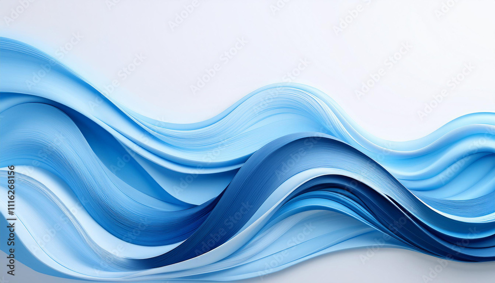 Fototapeta premium Elegant blue wave pattern on a simple white surface. Premium wave backgroun