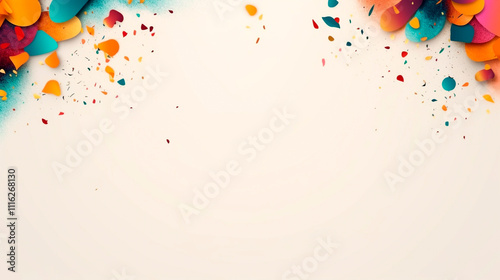 Frame with abstract background with splatters and confetti