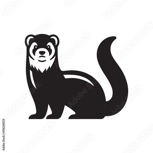 Creative ferret silhouette for innovative artistic designs - Ferret illustration - minimallest ferret vector
