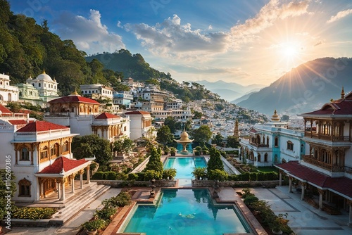 Celestial Town of Bliss: A Heavenly Abode Radiating Serenity and Joy