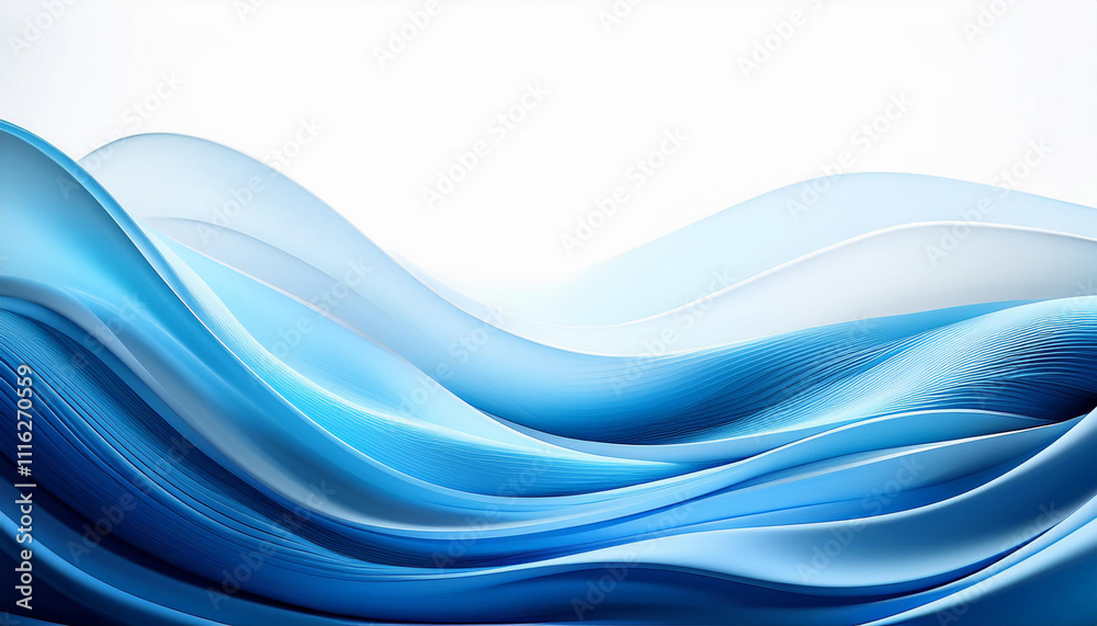 Fototapeta premium Elegant blue wave pattern on a simple white surface. Premium wave backgroun