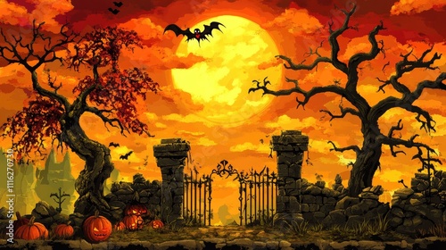 Halloween background in digital art style --chaos 20 --ar 16:9 --v 6.1 Job ID: 32b7f17c-8bb8-4434-aba4-912e219933b1