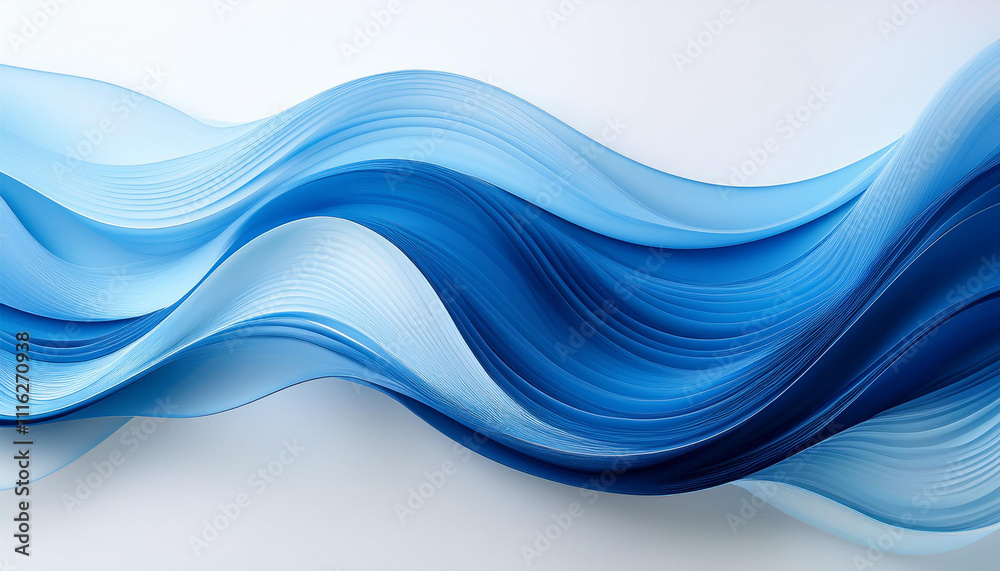 Fototapeta premium Elegant blue wave pattern on a simple white surface. Premium wave backgroun