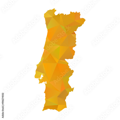 Map of Portugal - Gold Geometric Rumpled Triangular , Polygonal Design For Your. Vector illustration eps 10.	
