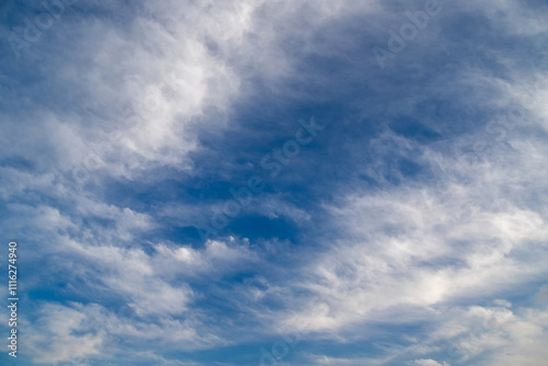 Blue sky cirrus clouds.