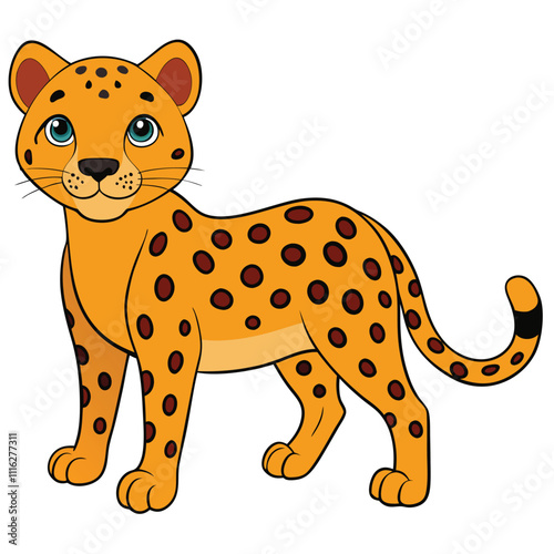 Leopard vector illustration, cartoon clipart character, animal in flat style. photo