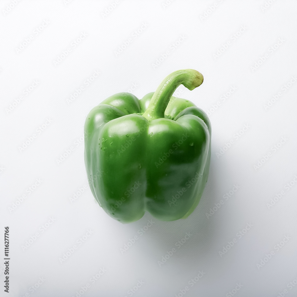 A Fresh Green Bell Pepper on white background A Fresh Green Bell Pepper on white background