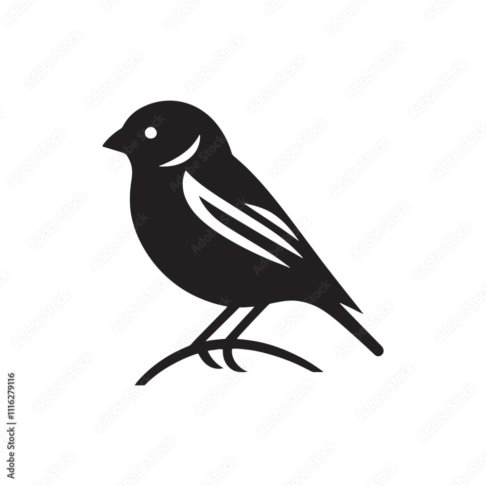 Obraz premium Detailed finch silhouette for creative artistic projects - Finch black vector 