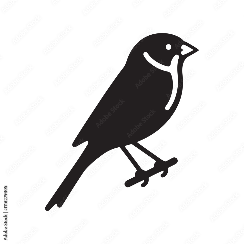 Obraz premium Simplified finch silhouette for modern artistic purposes - Finch illustration - minimallest finch vector 