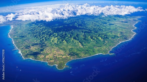 Aerial View of Vibrant Tropical Island Landscape photo