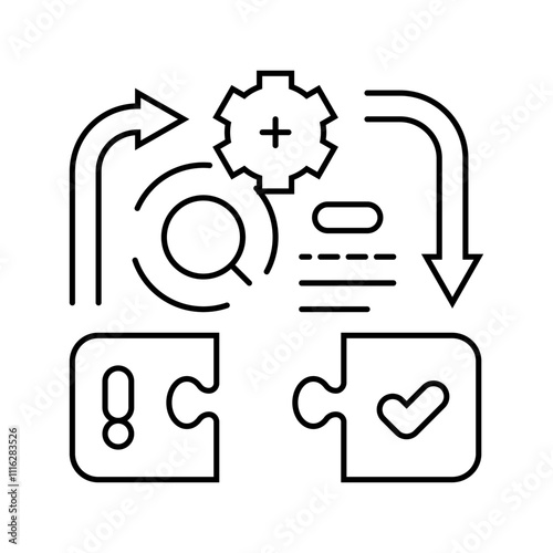 problem solving business process line icon vector. problem solving business process sign. isolated contour symbol black illustration