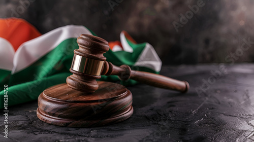 jurisdiction Indian national flag with wooden gavel