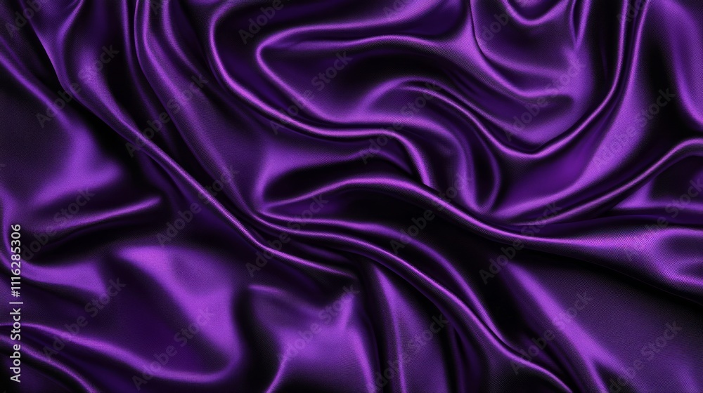 Luxurious purple silk fabric with elegant, flowing waves and folds. Luxurious purple silk fabric with elegant, flowing waves and folds.