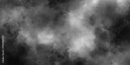 Abstract design with black background and white color smoke fog. Fog and smoky effect artworks design and watercolor. Modern Dark and Dramatic Storm Clouds Area Background