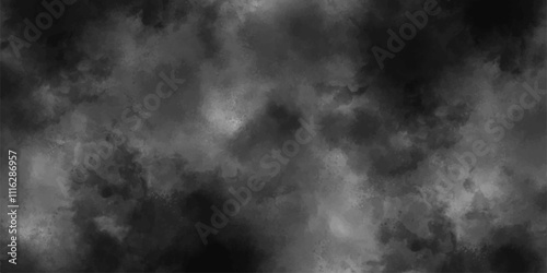 Abstract design with black background and white color smoke fog. Fog and smoky effect artworks design and watercolor. Modern Dark and Dramatic Storm Clouds Area Background