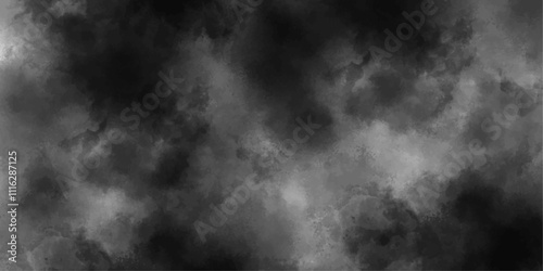 Abstract design with black background and white color smoke fog. Fog and smoky effect artworks design and watercolor. Modern Dark and Dramatic Storm Clouds Area Background
