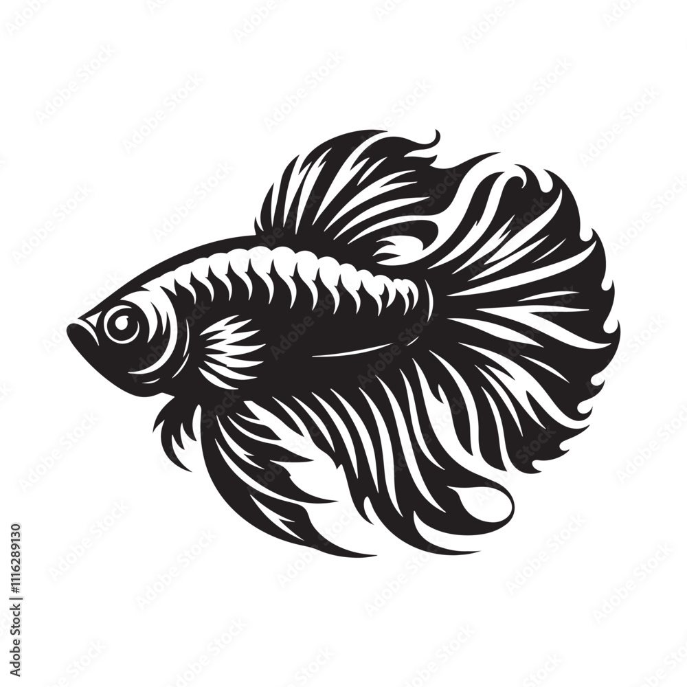 Naklejka premium Detailed fish silhouette for creative artistic projects - Fish black vector 