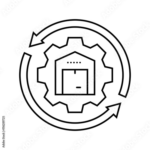 inventory management business process line icon vector. inventory management business process sign. isolated contour symbol black illustration