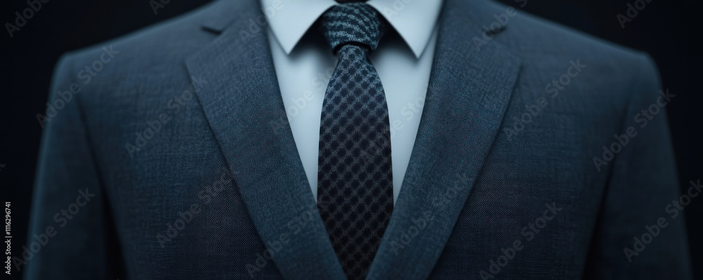 Close-up of a formal suit and tie, symbolizing professionalism. Close-up of a formal suit and tie, symbolizing professionalism.