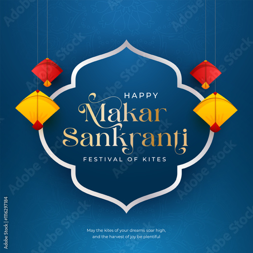 Happy Makar Sankranti holiday India festival. Happy Makar Sankranti Creative Social Media Post. Makar Sankranti Festival Greeting Background Template Design. Sankranti Festival Greeting Background.