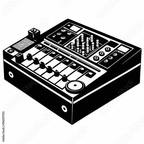 Audio Mixer Silhouette Vector Design on White Background