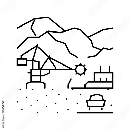 mining operations line icon vector. mining operations sign. isolated contour symbol black illustration