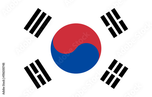 bandera de Corea del Sur con el yin-yang y los 4 trigramas