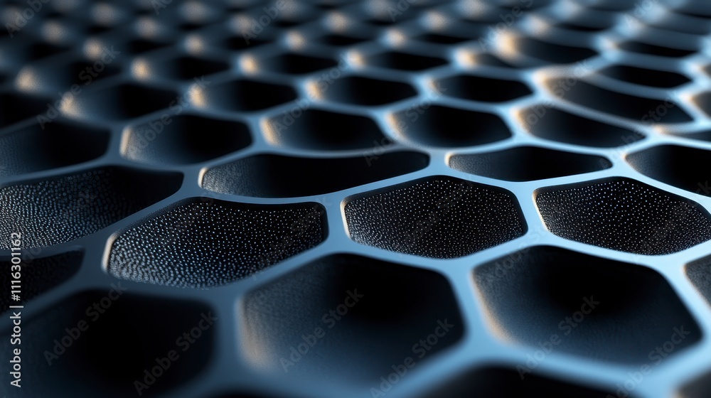 Fototapeta premium Abstract Dark Grey Hexagonal Honeycomb Pattern Texture Background