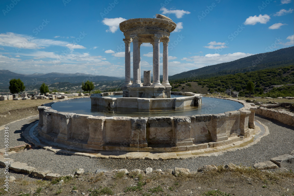 Fototapeta premium 2000 year old monumental fountain in the ancient city of Kibyra,Gölhisar, Burdur, Türkiye