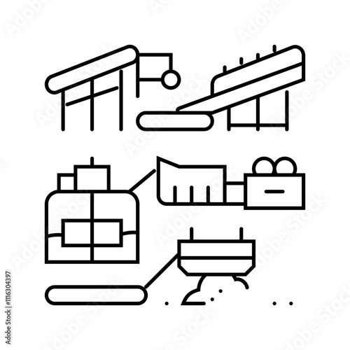ore processing mining line icon vector. ore processing mining sign. isolated contour symbol black illustration
