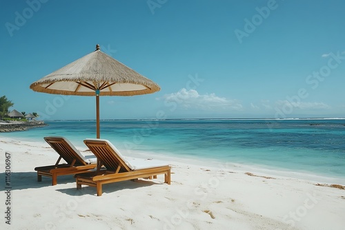 Tranquil Beach Getaway  Ocean View and Lounge Chairs