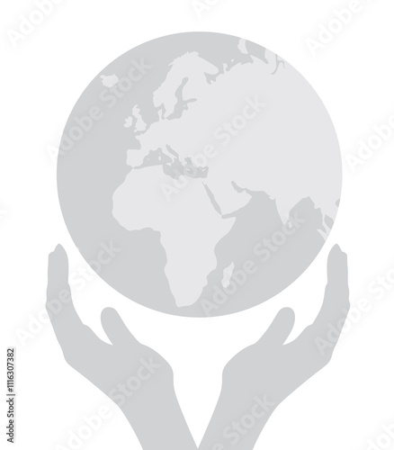 Hand hold world globe. vector