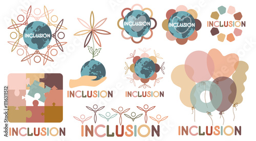 Gender and social equality symbol set. Inclusion and diversity equality culture symbol set. Gender equality. Mixed. Diverse culture community. Vector