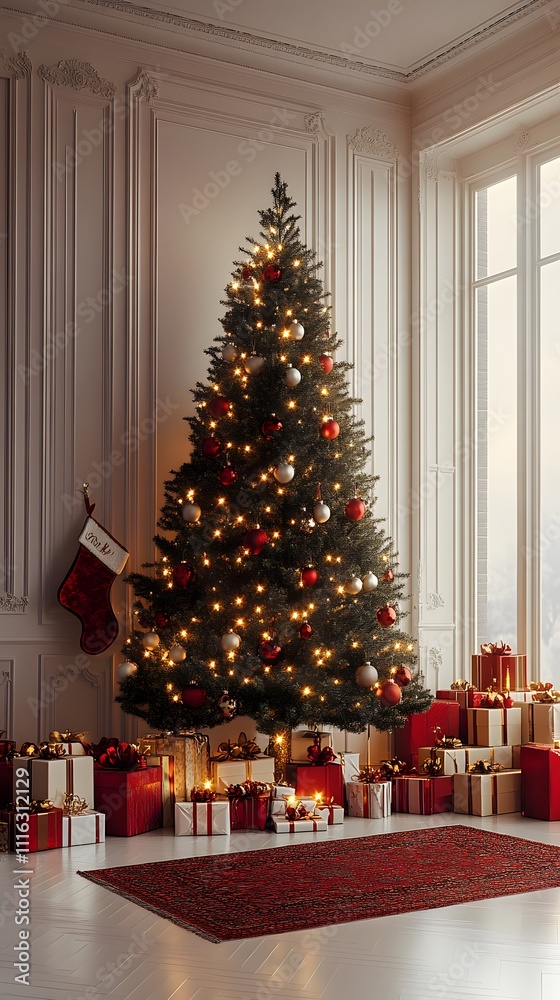 Christmas tree with presents in elegant room. (1) Christmas tree with presents in elegant room. (1)
