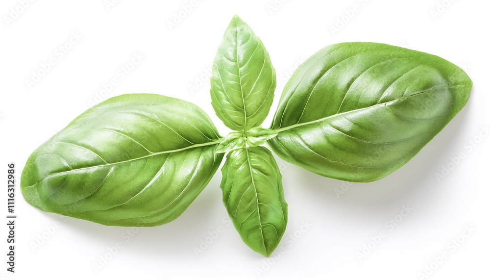 Fototapeta premium A Fresh Basil Leaves on a white background
