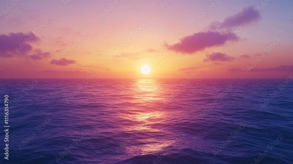 Fototapeta premium A serene sunset over the ocean, creating a tranquil atmosphere.