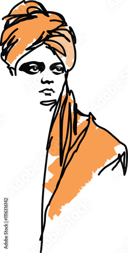 swami vivekananda outline drawing illustration vector design. photo