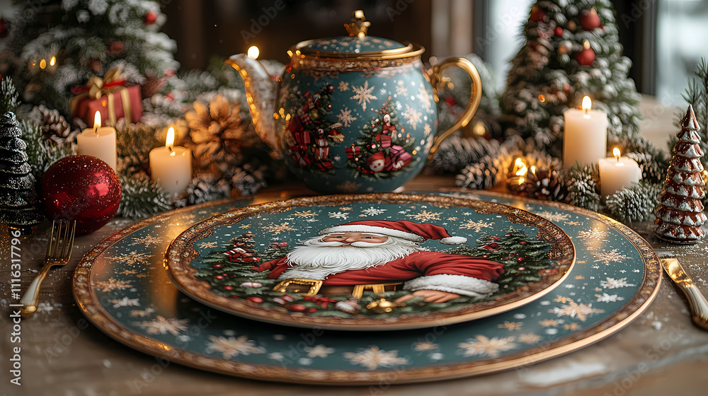 Plate featuring a Santa Claus design Plate featuring a Santa Claus design