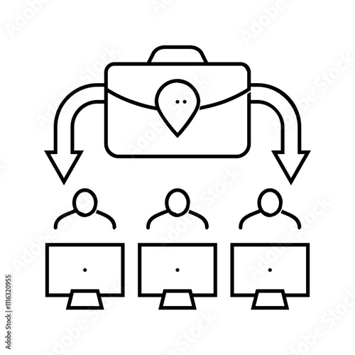 virtual teams modern business line icon vector. virtual teams modern business sign. isolated contour symbol black illustration